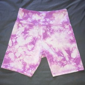 Purple tye dye biker shorts